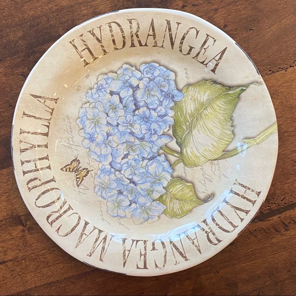 Pottery Barn Plate Blue Hydrangea Macrophylia